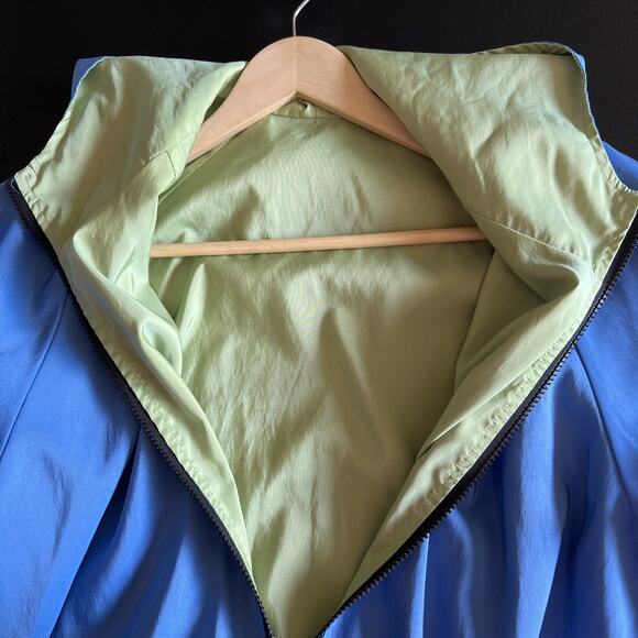Maralyce Ferree Jacket Medium Reversible Blue Green Boxy Hooded Windbreaker USA - Picture 7 of 9